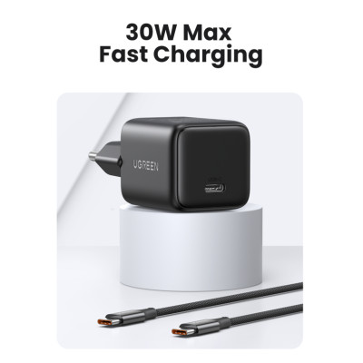 Мережевий зарядний пристрій UGREEN X513 30W USB-C GaN Fast Charger EU Black Мережевий зарядний пристрій UGREEN X513 30W USB-C GaN Fast Charger EU Black