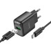 Мережевий зарядний пристрій з кабелем HOCO C140A Smart single port QC3.0 charger set(Type-C)(EU) Black Мережевий зарядний пристрій з кабелем HOCO C140A Smart single port QC3.0 charger set(Type-C)(EU) Black