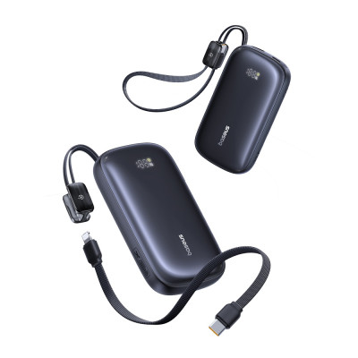 Зовнішній акумулятор Baseus EnerFill FC21 Qpow 3 Ultra Digital Display Power Bank with Detachable Cable 20000mAh 22.5W Cosmic Black Зовнішній акумулятор Baseus EnerFill FC21 Qpow 3 Ultra Digital Display Power Bank with Detachable Cable 20000mAh 22.5W Cosmic Black