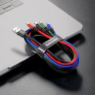 Кабель Baseus Fast 4-in-1 Cable For iP+Type-C(2)+Micro 3.5A 1.2m Black Кабель Baseus Fast 4-in-1 Cable For iP+Type-C(2)+Micro 3.5A 1.2m Black
