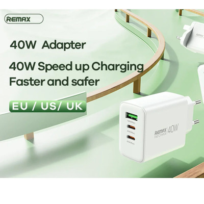Мережевий зарядний пристрій REMAX Kiddy Series 40W 1A+2C Fast Charger RP-U123 EU-White Мережевий зарядний пристрій REMAX Kiddy Series 40W 1A+2C Fast Charger RP-U123 EU-White