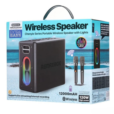 Портативна колонка REMAX RB-M51 Chenyie Series Portable Wireless Speaker with Lights, 120W, Black Портативна колонка REMAX RB-M51 Chenyie Series Portable Wireless Speaker with Lights, 120W, Black