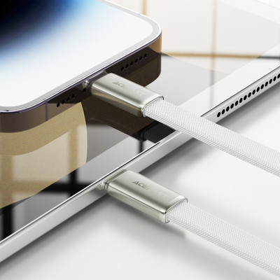 Кабель ACEFAST C24-01, USB to iP, 30W, 1.2m, Braided wire, Zinc alloy + TPE connectors, White Кабель ACEFAST C24-01, USB to iP, 30W, 1.2m, Braided wire, Zinc alloy + TPE connectors, White