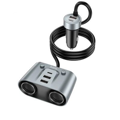 Автомобільний зарядний пристрій HOCO Z51 Establisher 147W(2C3A) 2-in-1 cigarette lighter car charger Metal Gray Автомобільний зарядний пристрій HOCO Z51 Establisher 147W(2C3A) 2-in-1 cigarette lighter car charger Metal Gray