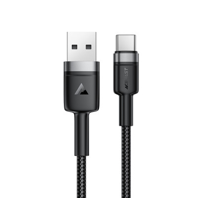 Кабель ACEFAST C22-04, USB to Type-C, 3A, 1.2m, Nylon Braid, Aluminum Alloy + TPE connectors, Black