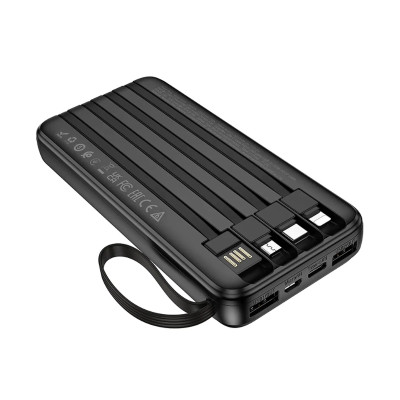 Зовнішній акумулятор BOROFONE BJ76 Smart power bank with 4 cables(10000mAh) Black