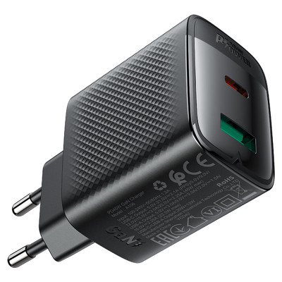 Мережевий зарядний пристрій ACEFAST A106 PD45W GaN (USB-C+USB-A) charger (EU) Black Мережевий зарядний пристрій ACEFAST A106 PD45W GaN (USB-C+USB-A) charger (EU) Black