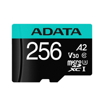 Карта пам'яті microSDXC (UHS-1 U3) A-DATA Premier Pro 256Gb Class 10 V30S A2 (R-100Mb/s W85Mb/s) (adapter SD)