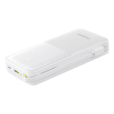 Зовнішній акумулятор Baseus Bipow 2 Digital Display Power Bank With Built-in USB-C Cable 20000mah 20W Moon White