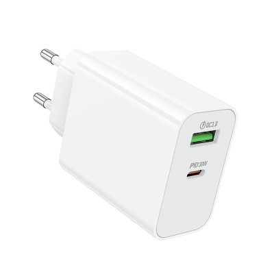 Мережевий зарядний пристрій BOROFONE BA108A Stellar PD30W+QC3.0 charger (EU) White Мережевий зарядний пристрій BOROFONE BA108A Stellar PD30W+QC3.0 charger (EU) White