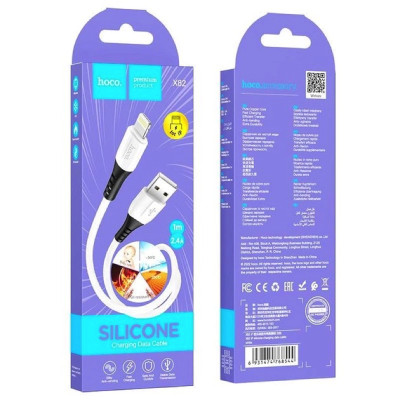 Кабель HOCO X82 USB to iP 2.4A, 1m, silicone, silicone connectors, White Кабель HOCO X82 USB to iP 2.4A, 1m, silicone, silicone connectors, White