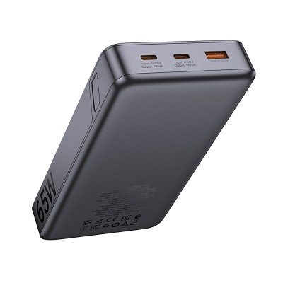 Зовнішній акумулятор HOCO Q40 Leader PD65W power bank with digital display dark (25000mAh) Metal Gray
