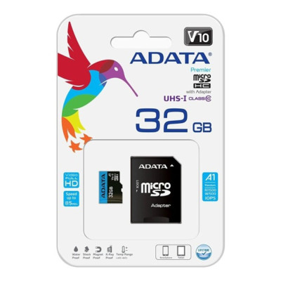 Карта пам'яті microSDHC (UHS-1) A-DATA Premier 32Gb Class 10 A1 (R-100Mb/s)  (adapter SD)