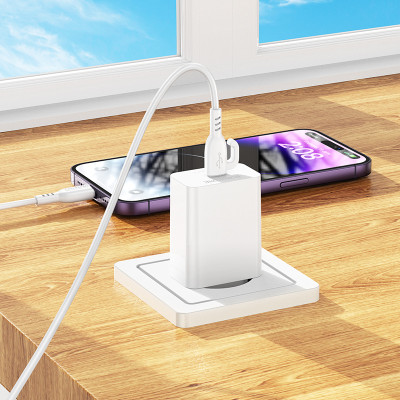 Мережевий зарядний пристрій з кабелем BOROFONE BA21A Pro Long journey single port PD20W charger set(C to iP) White Мережевий зарядний пристрій з кабелем BOROFONE BA21A Pro Long journey single port PD20W charger set(C to iP) White