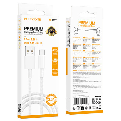 Кабель BOROFONE BX117 Source charging data cable Type-C White