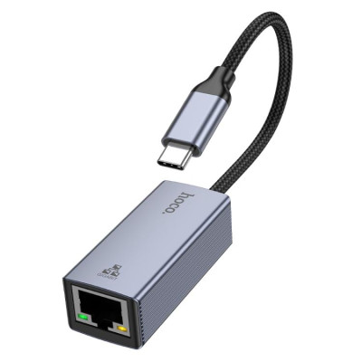 Мережевий адаптер HOCO UA37 Type-C ethernet adapter (1000 Mbps) Metal Gray Мережевий адаптер HOCO UA37 Type-C ethernet adapter (1000 Mbps) Metal Gray