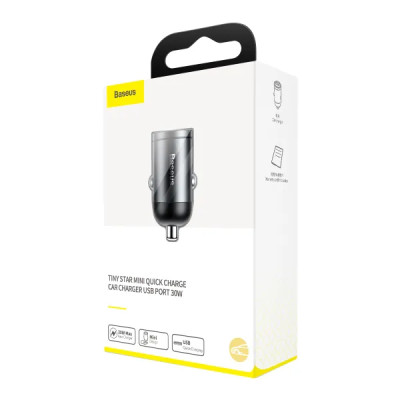 Автомобільний зарядний пристрій Baseus Tiny Star Mini Quick Charge Car Charger USB Port 30W Gray