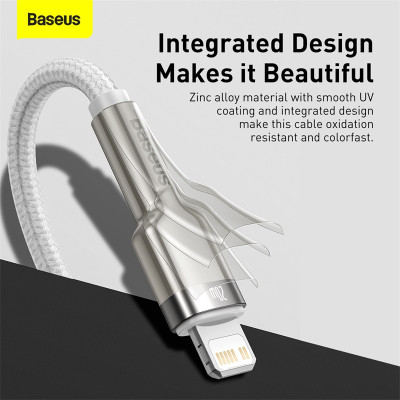 Кабель Baseus Cafule Series Metal Data Cable Type-C to iP PD 20W 2m White Кабель Baseus Cafule Series Metal Data Cable Type-C to iP PD 20W 2m White
