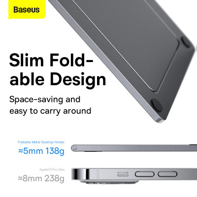 Підставка для телефона Baseus Foldable Metal Desktop Holder Gray Підставка для телефона Baseus Foldable Metal Desktop Holder Gray