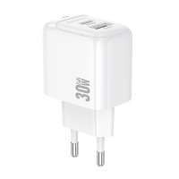 Мережевий зарядний пристрій BOROFONE BAS45A Potential PD30W+QC3.0 charger(EU) White
