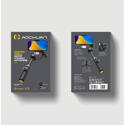 Триосьовий стабілізатор AOCHUAN Professional Gimbal Stabilizer for Smartphone SMART X3 AI Black