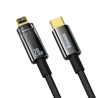 Кабель Baseus Explorer Series Auto Power-Off Fast Charging Data Cable Type-C to IP 20W 2m Black
