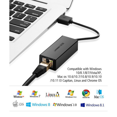 Адаптер UGREEN USB 3.0 Gigabit Ethernet Adapter (Black) Адаптер UGREEN USB 3.0 Gigabit Ethernet Adapter (Black)