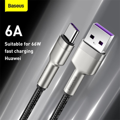 Кабель Baseus Cafule Series Metal Data Cable USB to Type-C 66W 0.25m Black Кабель Baseus Cafule Series Metal Data Cable USB to Type-C 66W 0.25m Black
