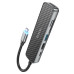 USB-Hub HOCO HB24 Easy display Type-C multifunction adapter(HDTV+USB3.0+USB2.0+SD+TF+PD) Metal Gray