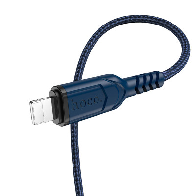 Кабель HOCO X59 USB to iP 2.4A, 1m, nylon, TPE connectors, Blue Кабель HOCO X59 USB to iP 2.4A, 1m, nylon, TPE connectors, Blue