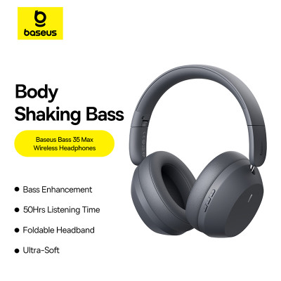 Бездротові накладні навушники Baseus Bass 35 Max Wireless Headphones Twilight Grey