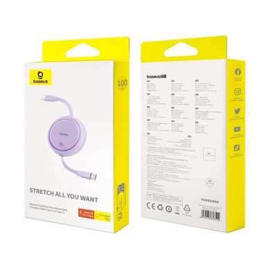 Кабель Baseus Free2Draw Mini Retractable Charging Cable Type-C to Type-C 100W 1m Nebula Purple Кабель Baseus Free2Draw Mini Retractable Charging Cable Type-C to Type-C 100W 1m Nebula Purple