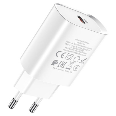 Мережевий зарядний пристрій HOCO N14 Smart Charging single port PD20W charger White