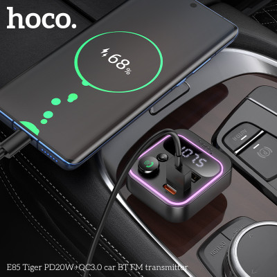 АЗП з FM-модулятором HOCO E85 Tiger PD20W+QC3.0 car BT FM transmitter Black АЗП з FM-модулятором HOCO E85 Tiger PD20W+QC3.0 car BT FM transmitter Black