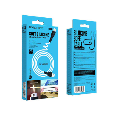 Кабель BOROFONE BX31 USB to iP 2.4A, 1m, silicone, TPE connectors, White Кабель BOROFONE BX31 USB to iP 2.4A, 1m, silicone, TPE connectors, White
