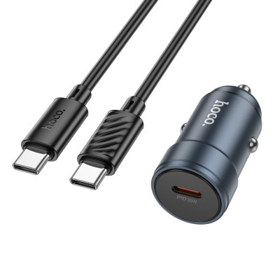 Автомобільний зарядний пристрій HOCO Z57 Glorious single-port PD30W car charger set (C to C) Metal Gray Автомобільний зарядний пристрій HOCO Z57 Glorious single-port PD30W car charger set (C to C) Metal Gray