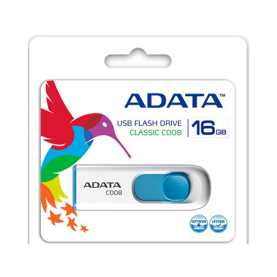 Флеш-накопичувач ADATA USB 2.0 C008 16Gb White/Blue