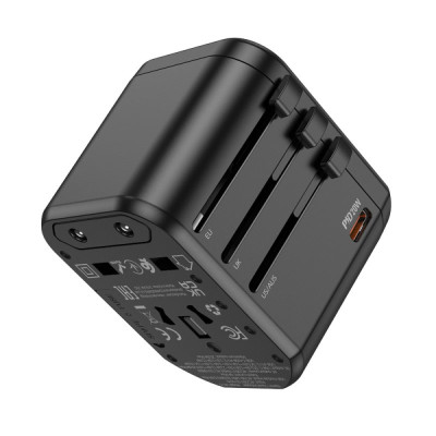 Універсальний зарядний пристрій HOCO AC15 Walker three-port PD20W(1C2A) universal conversion charger Black