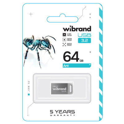 Флеш-накопичувач Wibrand USB 3.2 Gen1 Ant 64GB Silver