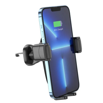 Автотримач для телефона з БЗП HOCO HW1 Pro wireless fast charge car holder(air outlet) Black Автотримач для телефона з БЗП HOCO HW1 Pro wireless fast charge car holder(air outlet) Black