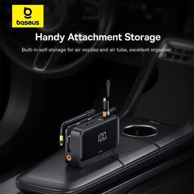 Автомобільний пуско-зарядний пристрій з насосом Baseus Super Energy Series 4-in-1 Car Jump Starter 600A Cluster Black Автомобільний пуско-зарядний пристрій з насосом Baseus Super Energy Series 4-in-1 Car Jump Starter 600A Cluster Black
