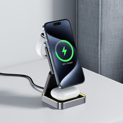 Бездротовий зарядний пристрій ACEFAST E20 desktop 3-in-1 wireless charging holder Black Бездротовий зарядний пристрій ACEFAST E20 desktop 3-in-1 wireless charging holder Black