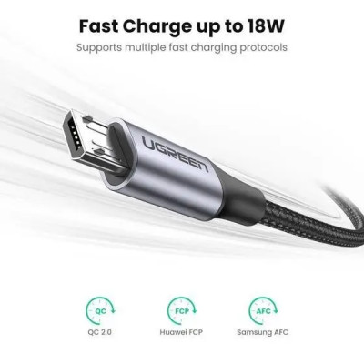 Кабель UGREEN US290 Micro USB 2.0 Cable 1M Metal/Black (UGR-60146)
