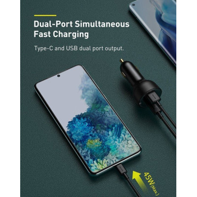Автомобільний зарядний пристрій Baseus Superme Digital Display PPS Dual Quick Charger Car Charger 100 W Black Автомобільний зарядний пристрій Baseus Superme Digital Display PPS Dual Quick Charger Car Charger 100 W Black