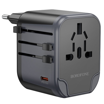 Мережевий зарядний пристрій BOROFONE BAC13 Leader 3-port PD20W(1C2A) universal conversion charger Black