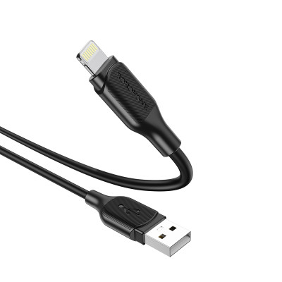 Кабель BOROFONE BX42 USB to iP 2.4A, 1m, silicone, TPE connectors, Black Кабель BOROFONE BX42 USB to iP 2.4A, 1m, silicone, TPE connectors, Black