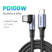 Кабель UGREEN US334 USB-C to USB-C PD Fast Charging 90 Degree Cable 5A Max Black 2m Кабель UGREEN US334 USB-C to USB-C PD Fast Charging 90 Degree Cable 5A Max Black 2m