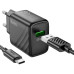 Мережевий зарядний пристрій з кабелем HOCO CS21A Rich single port QC3.0 charger set (Type-C)(EU) Black Мережевий зарядний пристрій з кабелем HOCO CS21A Rich single port QC3.0 charger set (Type-C)(EU) Black