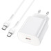 Мережевий зарядний пристрій з кабелем HOCO N22 Jetta PD25W charger set(Type-C to Type-C)(EU) White Мережевий зарядний пристрій з кабелем HOCO N22 Jetta PD25W charger set(Type-C to Type-C)(EU) White