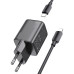 Мережевий зарядний пристрій з кабелем HOCO N40 Mighty single port PD20W charger set(C to iP) Black